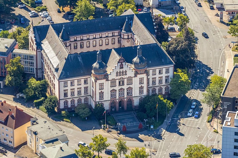 Aerial view, town hall Hamm, former district court building, Hamm, Ruhr area, North Rhine-Westphalia, Germany, DE, Europe, birds-eyes view, aerial photograph, aerial photography, aerial photography, overview, bird's eye view, local elections, city administration Hamm, seat of the Lord Mayor of the City of Hamm, seat of the administration