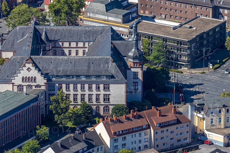 Aerial view, town hall Hamm, former district court building, Hamm, Ruhr area, North Rhine-Westphalia, Germany, DE, Europe, birds-eyes view, aerial photograph, aerial photography, aerial photography, overview, bird's eye view, local elections, city administration Hamm, seat of the Lord Mayor of the City of Hamm, seat of the administration