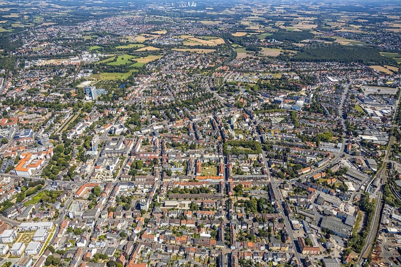 Aerial view, Hamm-Mitte, southern centre with Goethestraße, Hamm, Ruhr area, North Rhine-Westphalia, Germany, DE, Europe, birds-eyes view, aerial view, aerial photography, aerial photography, overview, bird's eye view