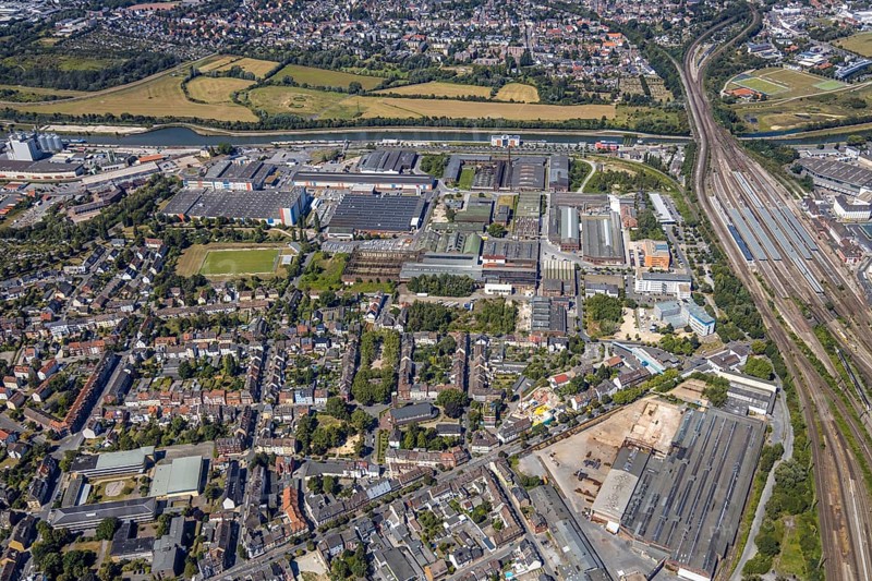 Aerial view, former Thyssen site and new district centre on Wilhelmstraße, Hamm, Ruhr area, North Rhine-Westphalia, Germany, DE, Europe, birds-eyes view, aerial view, aerial photography, aerial photography, overview, bird's eye view