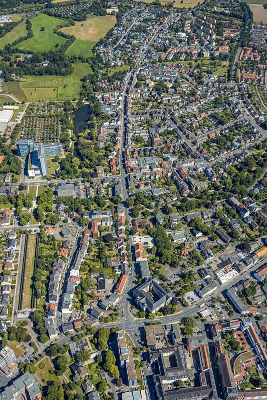 Aerial view, Ludwig-Erhard-Straße, Alleestraße, Ahornallee, between Werler Straße and Hamm, Ruhr area, North Rhine-Westphalia, Germany, Hamm, DE, Europe, birds-eyes view, aerial photograph, aerial photography, aerial photography, overview, overview, bird's eye view