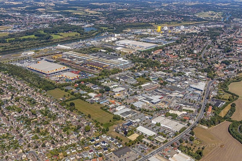 Aerial view, Dortmunder Strasse industrial estate, Mercedes-Benz Sales & Service