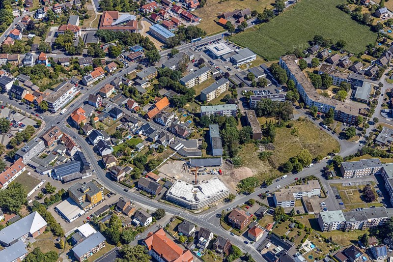 Aerial view, Waldenburger Straße in Herringen, Hamm, Ruhr area, North Rhine-Westphalia, Germany, DE, Europe, birds-eyes view, aerial photograph, aerial photography, aerial photography, overview, bird's eye view, former site of a scrap property