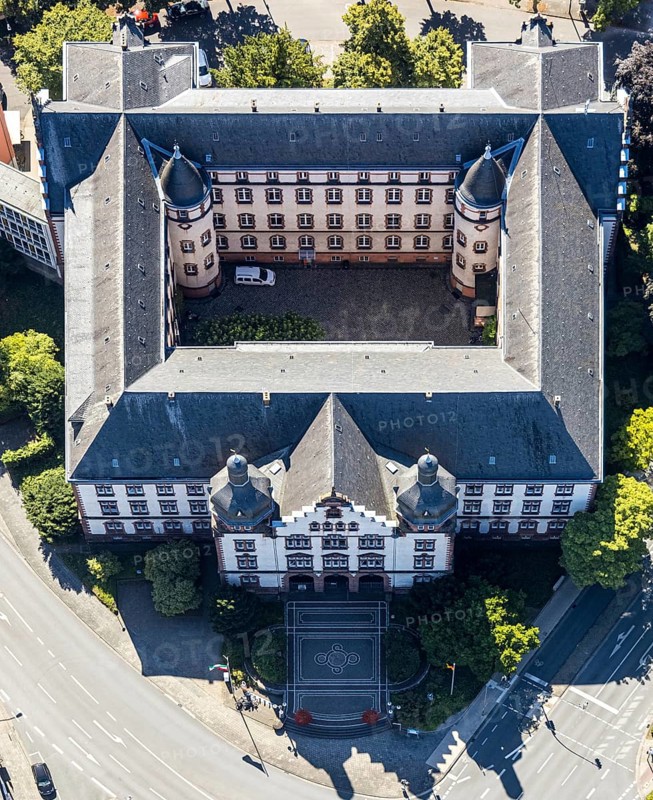 Aerial view, town hall Hamm, former district court building, Hamm, Ruhr area, North Rhine-Westphalia, Germany, DE, Europe, birds-eyes view, aerial photograph, aerial photography, aerial photography, overview, bird's eye view, local elections, city administration Hamm, seat of the Lord Mayor of the City of Hamm, seat of the administration
