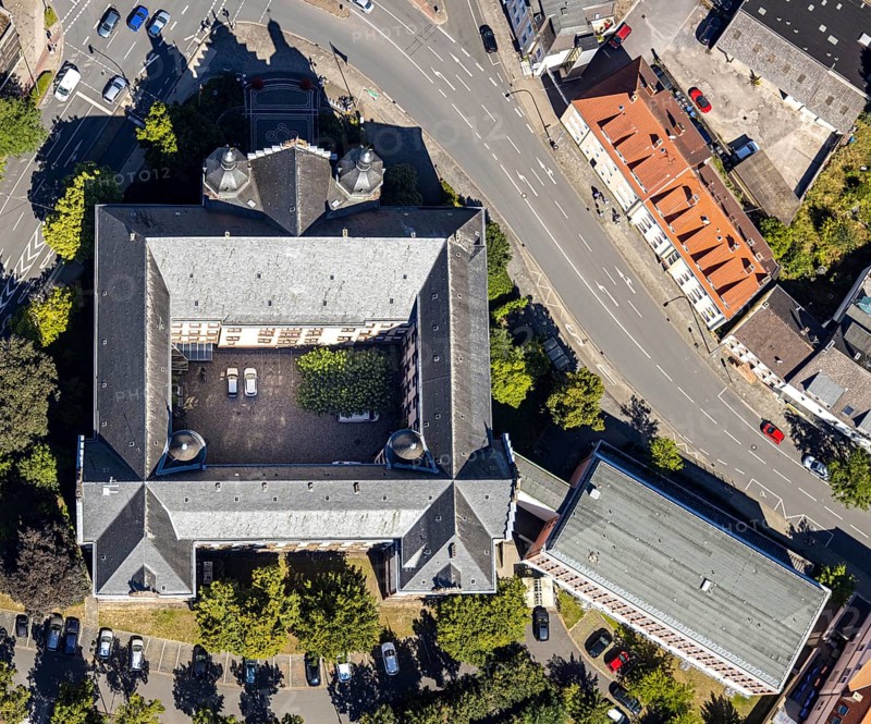 Aerial view, town hall Hamm, former district court building, Hamm, Ruhr area, North Rhine-Westphalia, Germany, DE, Europe, birds-eyes view, aerial photograph, aerial photography, aerial photography, overview, bird's eye view, local elections, city administration Hamm, seat of the Lord Mayor of the City of Hamm, seat of the administration