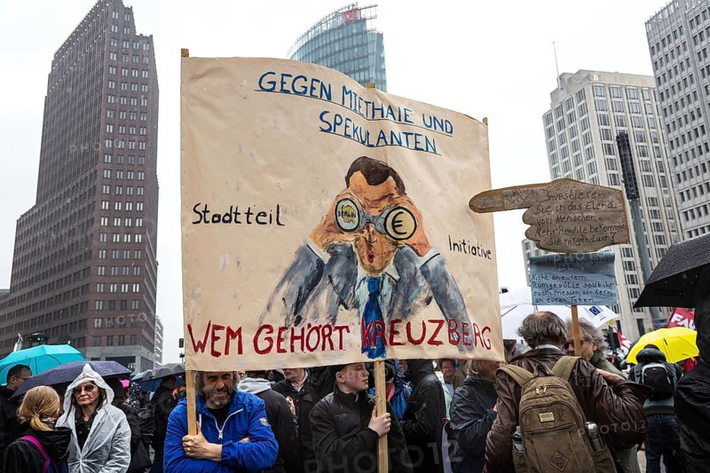 DEU Germany Germany Berlin More than 13, 000 people demonstrated in Berlin city centre on Saturday under the slogan 'Resist rent madness'. Their protest was directed against rent increases, gentrification and speculation