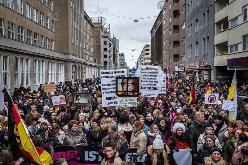 DEU Germany Germany Berlin Demonstration ' March of Women, which was organised by AFD member, Kurdish woman Leyla Bilge. The protest was directed against the sexism of asylum seekers and the German government's immigration policy