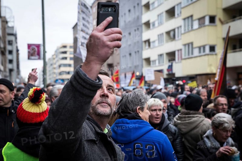 DEU Germany Germany Berlin Demonstration ' March of Women, which was organised by AFD member, the Kurdish woman Leyla Bilge. The protest was directed against the sexism of asylum seekers and the German government's immigration policy, with Lutz Bachmann reporting from the demonstration on his mobile phone