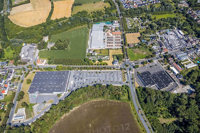 Aerial view, roundabout Münsterstraße Warendorfer Straße, Sachsenring, Heessen, Hamm, Ruhr area, North Rhine-Westphalia, Germany, DE, Europe, birds-eyes view, aerial photography, aerial photography, overview, overview, bird's eye view