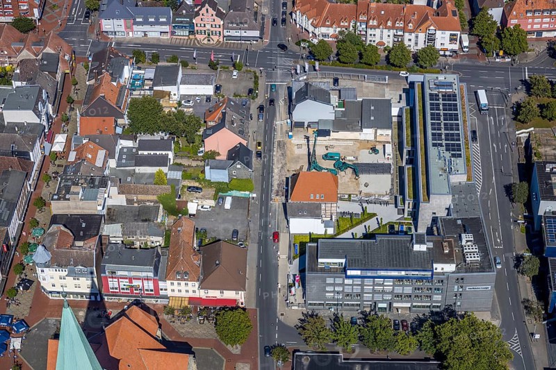 Aerial view, construction site, new building, Pressehaus Westfälischer Anzeiger, Radio Lippewelle, Hamm, Ruhr area, North Rhine-Westphalia, Germany, DE, Europe, birds-eyes, view, aerial photography, aerial photography, overview, overview, bird's eye view, press, newspaper, news, information, daily newspaper, radio station, radio programme, modedration, music, news, hits, charts