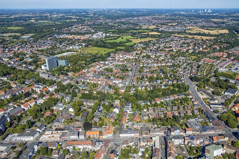 Aerial view, view over area between Ahornallee and Caldenhofer Weg in east direction, Hamm, Ruhr area, North Rhine-Westphalia, Germany, DE, Europe, birds-eyes, view, aerial view, aerial photography, aerial photography, overview, bird's eye view