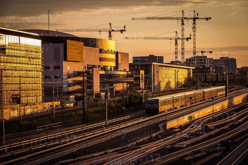DEU Germany Germany Berlin The new East Side Mall and the Mercedes Benz Arena at sunset