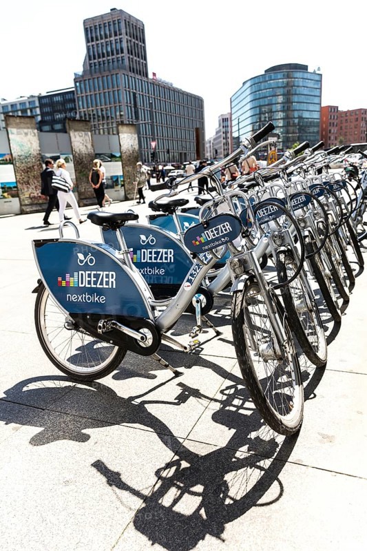 DEU Germany Germany Berlin Rental bikes in the city. Bikes from the provider Nextbike at Potsdamer Platz