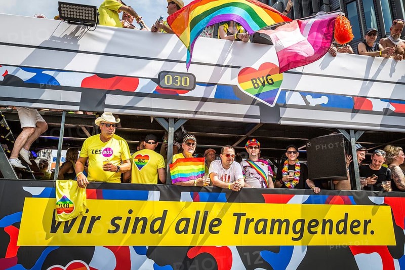 DEU Germany Germany Berlin Scenes of the Christopher Street Day CSD on a hot Saturday . BVG car
