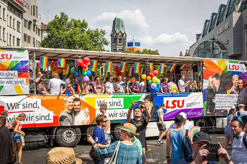 DEU Germany Germany Berlin Scenes of the Christopher Street Day CSD on a hot Saturday . The LSU float