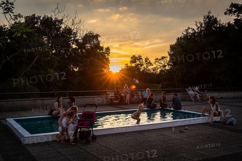 DEU Germany Germany Berlin A temporary swimming pool on the roof terrace of the HKW