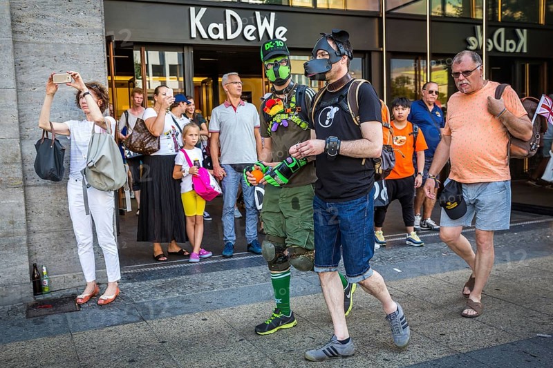 DEU Germany Germany Berlin Scenes of the Christopher Street Day CSD on a hot Saturday . At the entrance of the KaDeWe