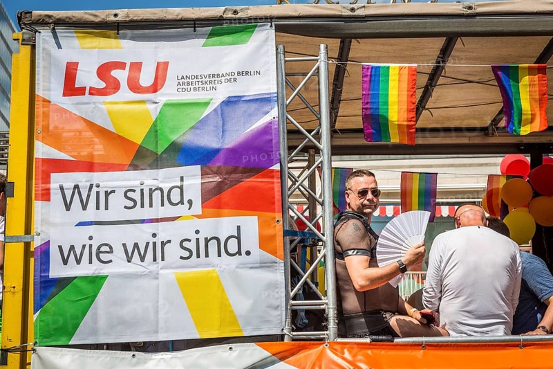 DEU Germany Germany Berlin Scenes of the Christopher Street Day CSD on a hot Saturday . The LSU float