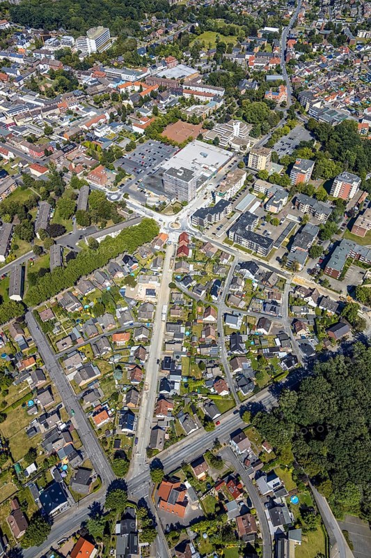 Aerial view, road construction, Baumerstrasse, Rautensteinstrasse, Friedrich-Ebert-Strasse, roundabouts, Bockum-Hövel, Hamm, Ruhr area, North Rhine-Westphalia, Germany, DE, Europe, birds-eyes view, aerial photography, aerial photography, overview, bird's eye view