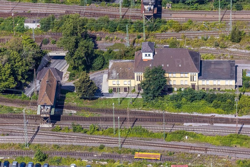 Aerial view, seven bridges, Günterstraße, railway subway, marshalling yard, former signal box, Hamm, Ruhr area, North Rhine-Westphalia, Germany, DE, Europe, birds-eyes, view, aerial photograph, aerial photography, aerial photography, overview, bird's eye view, freight, freight station, goods trains, freight traffic, transport, logistics