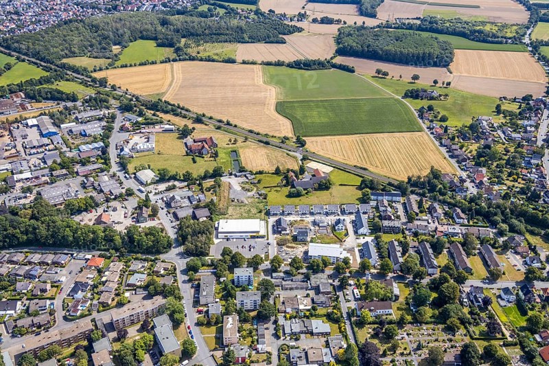 Aerial view, new development area Manfred-Billinger-Straße, Hamm, Ruhr area, North Rhine-Westphalia, Germany, DE, Beluga (sturgeon), birds-eyes, view, aerial photograph, aerial photography, aerial photography, overview, overview, bird's eye view, living, flat, houses, residential buildings, housing estate, settlement