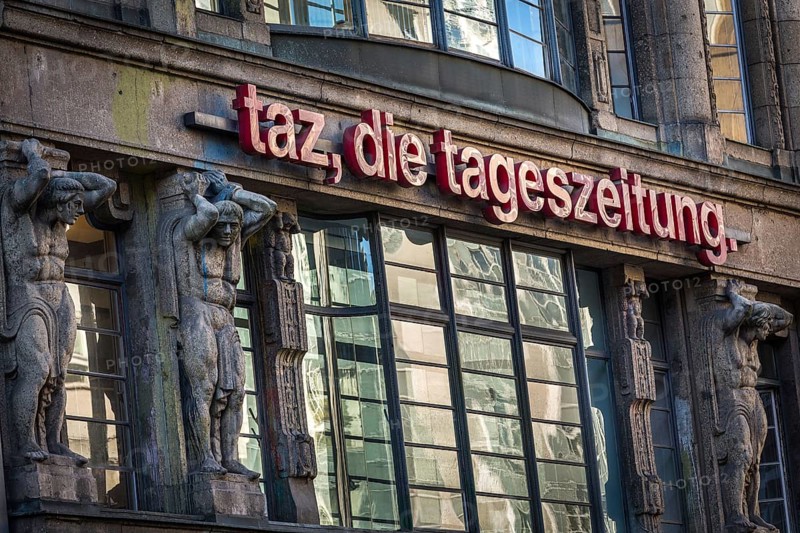 DEU Germany Germany Berlin The dismantling of the TAZ lettering on the old TAZ building on Rudi-Dutschke-Str