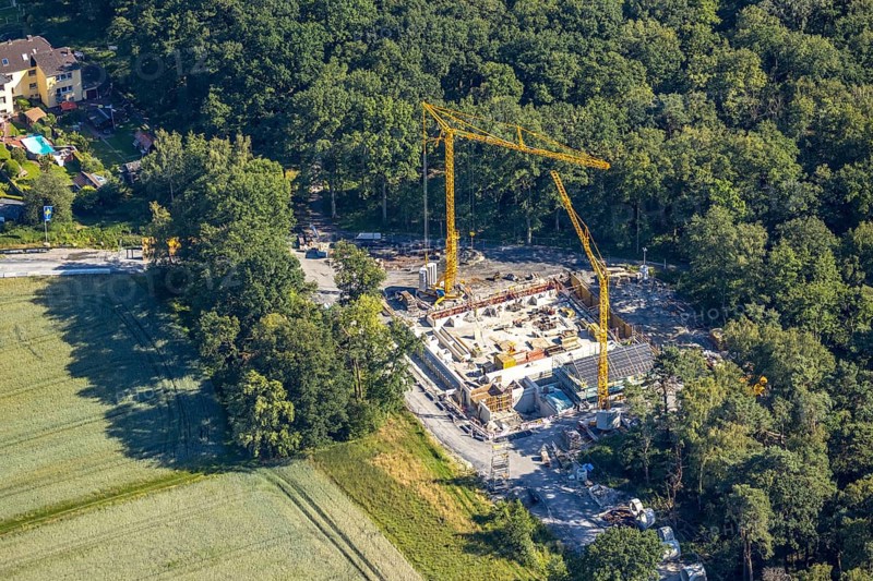 Aerial view, construction work on Dresdener Straße, Bockheideweg, Herringen, Hamm, Ruhr area, North Rhine-Westphalia, Germany, DE, Europe, birds-eyes view, aerial photography, aerial photography, overview, bird's eye view