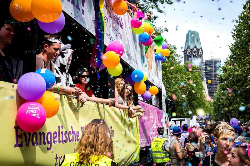 DEU Germany Germany Berlin Christopher Street Day is travelling through the city. Gays, lesbians, transsexuals, intersexuals and straight people celebrate sexual freedom and equality together