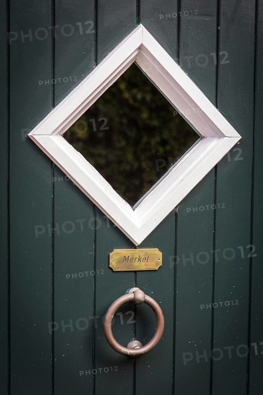 DEU Germany Germany Rysum The name Merkel is written on a door in the East Frisian town of Rysum