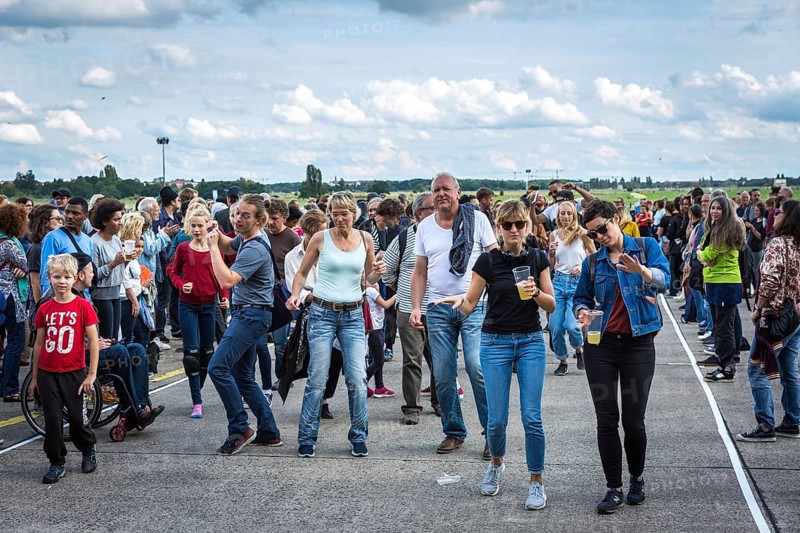 DEU Germany Germany Berlin Performances and dance by the Volksbühne ensemble at Tempelhof Airport
