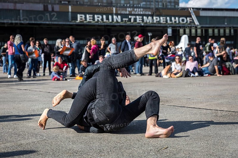 DEU Germany Germany Berlin Performances and dance by the Volksbühne ensemble at Tempelhof Airport