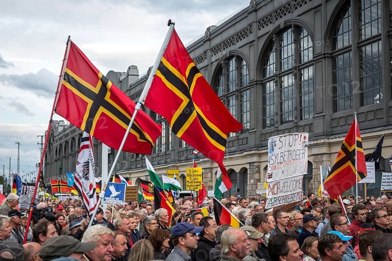 DEU Germany Germany Dresden Pegida demonstration in the city centre