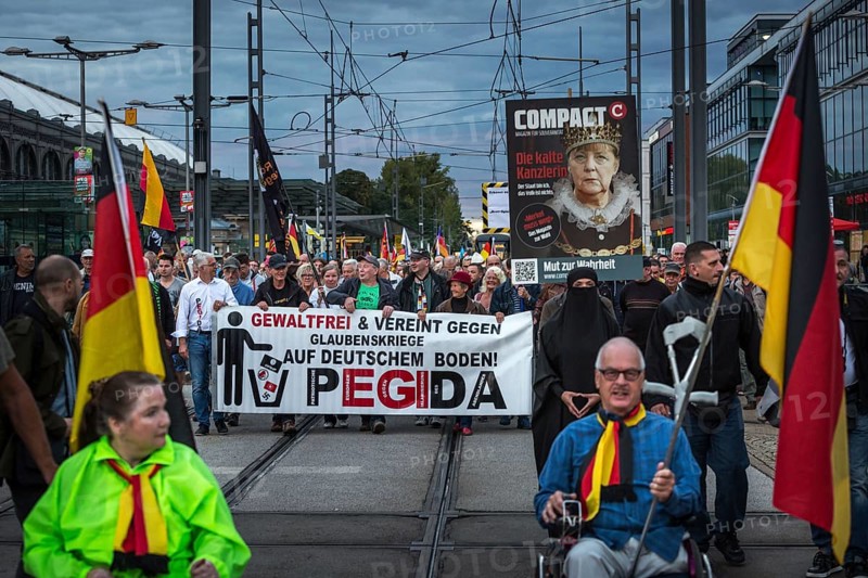 DEU Germany Germany Dresden Pegida demonstration in the city centre