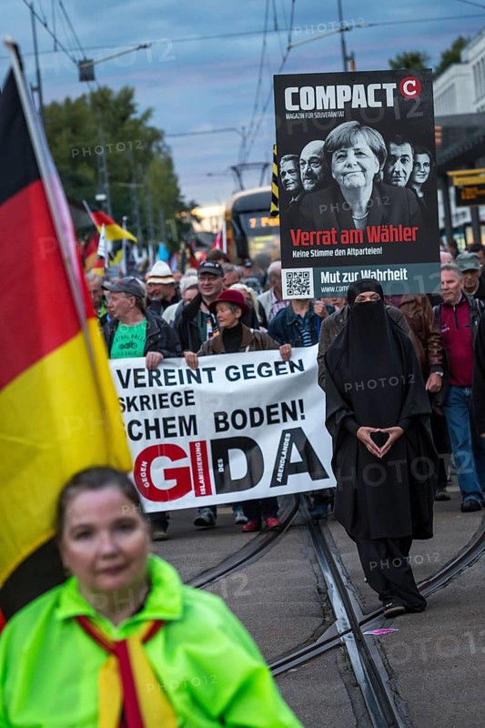 DEU Germany Germany Dresden Pegida demonstration in the city centre