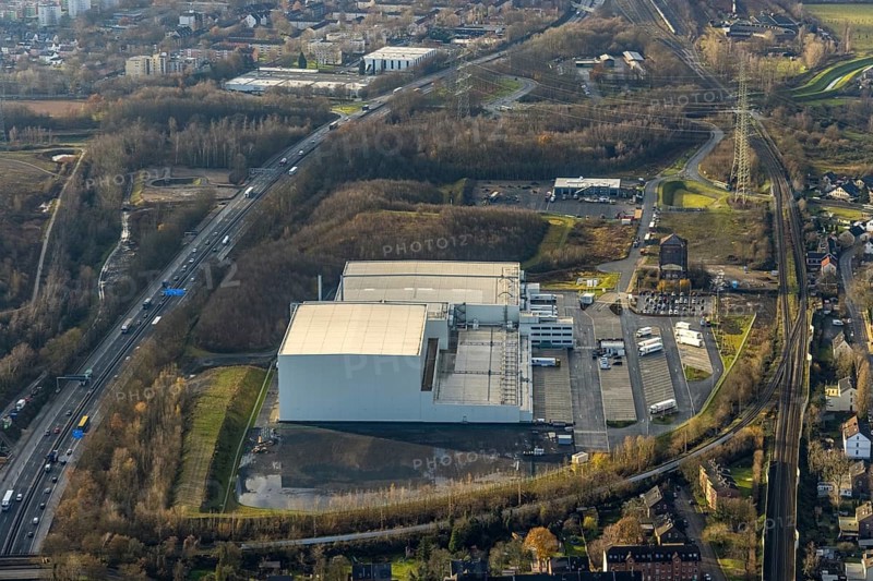 Aerial view, Nordfrost logistics centre, former colliery Unser Fritz, Am Malakowturm, Unser Fritz, Herne, Ruhr area, North Rhine-Westphalia, Germany, premises, DE, Europe, freight transport, logistics, logistics service, logistics centre, aerial photograph, aerial photography, aerial photography, Rhine-Ruhr metropolitan region, freight forwarding, deep-freeze logistics centre, transport, transport service, overview, bird's-eye view, birds-eyes view, former colliery, overview