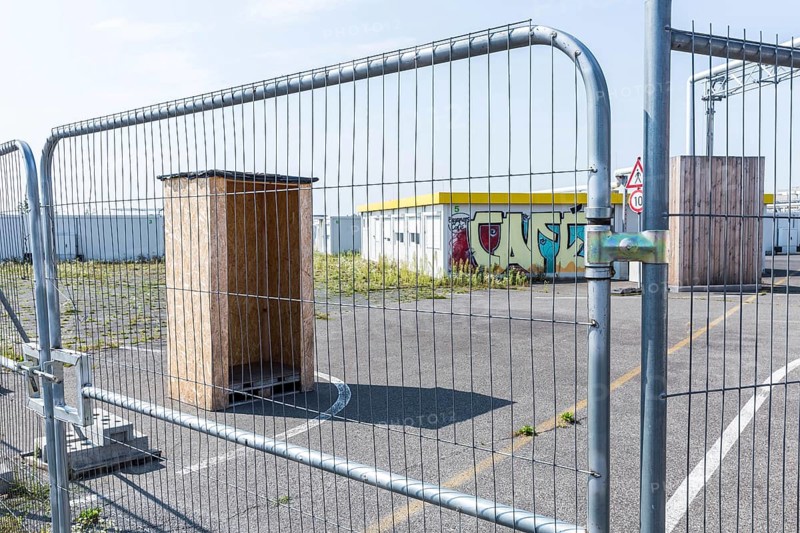 DEU Germany Germany Berlin The abandoned site of the Tempohome, a temporary container settlement, on Tempelhofer Feld
