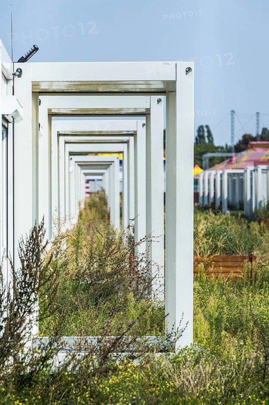DEU Germany Germany Berlin The abandoned site of the Tempohome, a temporary container settlement, on Tempelhofer Feld