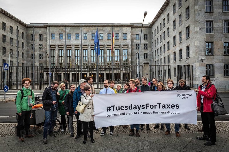 DEU Germany Germany Berlin Around 25 participants organise the second rally of the tuesdaysfortaxes movement in front of the Ministry of Finance on Tuesday