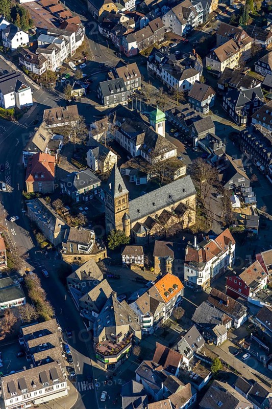 Aerial view, old town, town hall, Protestant collegiate church Herdecke, Ruhr area, North Rhine-Westphalia, Germany, Alte Stiftsstraße, authority, DE, Europe, religious community, place of worship, property tax, Herdecke, real estate, church, parish, church square, denomination, aerial view, aerial photography, aerial photography, religion, overview, bird's-eye view, living and life, residential area, residential buildings, residential neighbourhood, birds-eyes view, overview