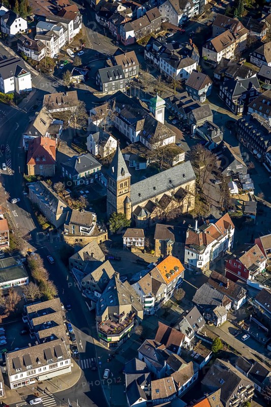 Aerial view, old town, town hall, Protestant collegiate church Herdecke, Ruhr area, North Rhine-Westphalia, Germany, Alte Stiftsstraße, authority, DE, Europe, religious community, place of worship, property tax, Herdecke, real estate, church, parish, church square, denomination, aerial view, aerial photography, aerial photography, religion, overview, bird's-eye view, living and life, residential area, residential buildings, residential neighbourhood, birds-eyes view, overview