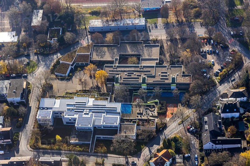 Aerial photo, Grunschule Werner Richard Schule, Realschule am Bleichstein, Herdecke, Ruhr area, North Rhine-Westphalia, Germany, DE, Europe, birds-eyes, view, aerial photography, aerial photography, overview, overview, bird's eye view, education, pupils, college, training, school year, homework, class, year group, education, pedagogy