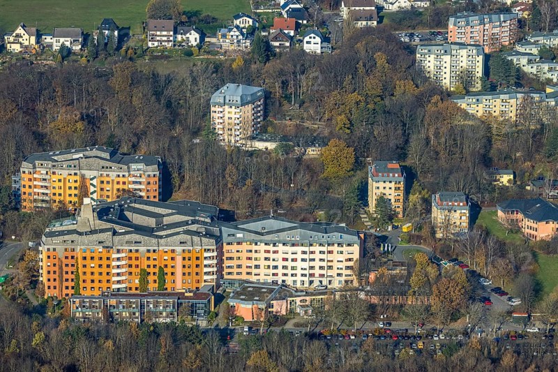 Aerial view, community hospital Herdecke, Westende, Herdecke, Ruhr area, North Rhine-Westphalia, Germany, DE, Europe, birds-eyes, view, aerial photography, aerial photography, overview, overview, bird's eye view, health, care, doctors, medicine, surgery, therapy