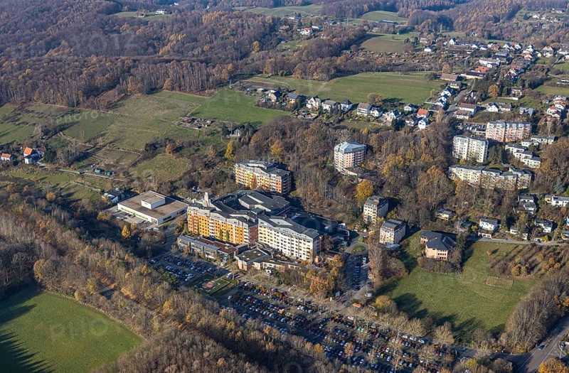 Aerial view, community hospital Herdecke, Westende, Herdecke, Ruhr area, North Rhine-Westphalia, Germany, DE, Europe, birds-eyes, view, aerial photography, aerial photography, overview, overview, bird's eye view, health, care, doctors, medicine, surgery, therapy