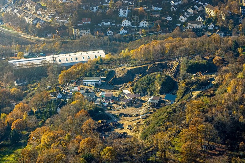 Aerial photo, quarry, quarry operation Grandi, Am Jollenstein, Wittbräucke, Herdecke, Ruhr area, North Rhine-Westphalia, Germany, DE, Europe, birds-eyes, view, aerial photo, aerial photography, aerial photography, overview, overview, bird's eye view, building material