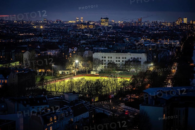 DEU Germany Germany Berlin Floodlights illuminate a sports field in Kreuzkölln
