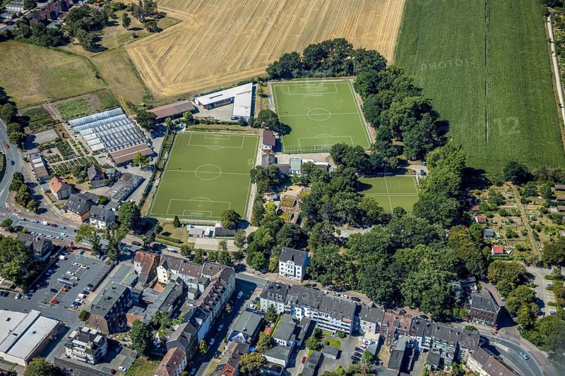 Aerial view, sports ground Horsthauser Str. I, Herne, Ruhr area, North Rhine-Westphalia, Germany, DE, Europe, football pitch, football stadium, football club, aerial view, aerial photography, aerial photography, Rhine-Ruhr metropolitan region, sport, sports facilities, sports ground, sports venue, stadium, overview, bird's-eye view, bird's-eye view, overview