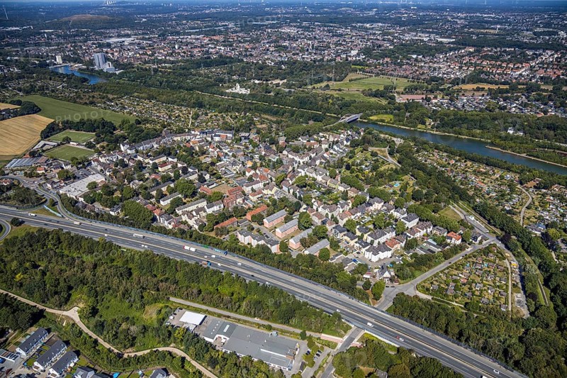 Aerial view, local view Horsthausen, Herne, Ruhr area, North Rhine-Westphalia, Germany, motorway A42, DE, Europe, community garden, property tax, real estate, KGV, KGV Herne Horsthausen, allotment garden, allotment garden site, allotment garden association, aerial view, aerial photography, aerial photography, metropolitan region Rhine-Ruhr, allotment garden, overview, bird's eye view, housing estate, living and living, residential area, residential buildings, housing estate, birds-eyes view, overview