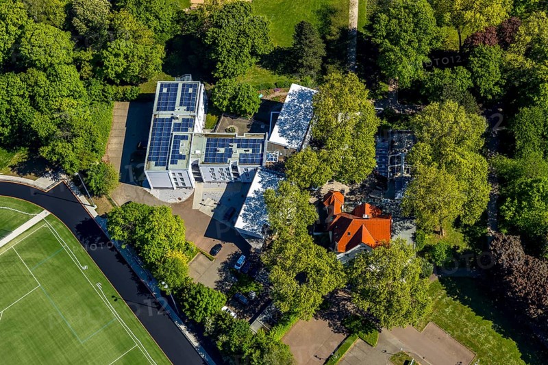 Aerial photo, Parkhotel Herne, Herne, Ruhr area, North Rhine-Westphalia, Germany, DE, Europe, gastronomy, hotel, hotel facilities, hotel business, aerial photography, aerial photography, overview, bird's-eye view, birds-eyes view, overview