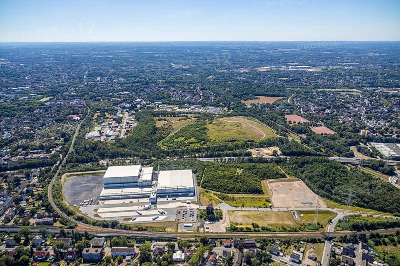 Aerial view, Nordfrost logistics centre, Former colliery Unser Fritz, shaft 1 Malakowturm, Herne, Ruhr area, North Rhine-Westphalia, Germany, Am Malakowturm, premises, DE, Europe, freight transport, logistics, logistics service, logistics centre, aerial view, aerial photography, aerial photography, Rhine-Ruhr metropolitan region, freight forwarding, deep-freeze logistics centre, transport, transport service, overview, bird's-eye view, overview