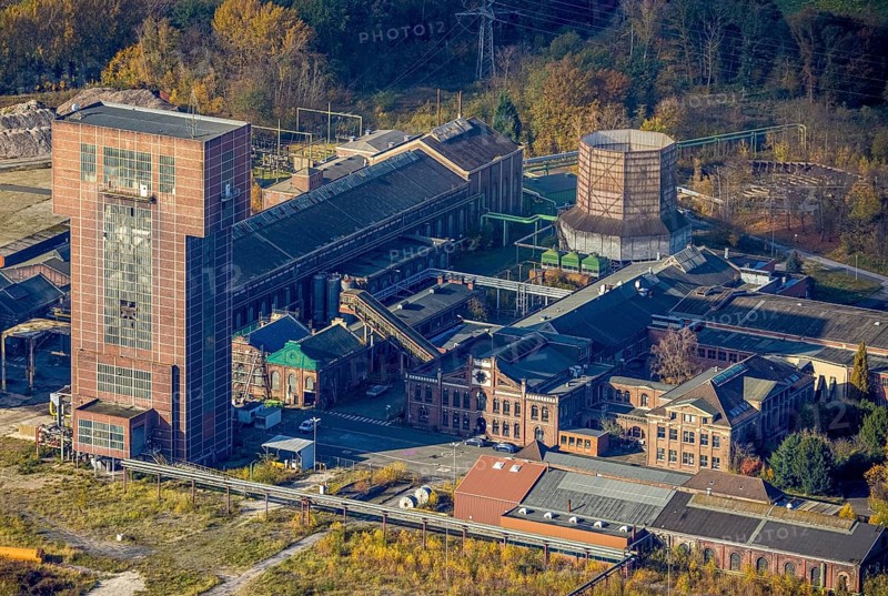Aerial view, former Ost Heinrich Robert colliery, Pelkum, Hamm, Ruhr area, North Rhine-Westphalia, Germany, Heinrich Robert colliery, DE, Europe, industrial plant, industrial site, aerial view, aerial photography, aerial photography, sight, overview, bird's eye view, to the mine, birds-eyes view, former Ost colliery, historical, historical site, overview, destroyed building
